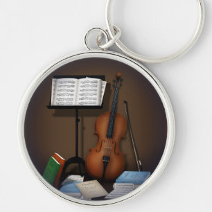 Porte-clés Cello & Musique Stand Charme Miniature Scène