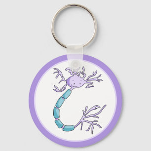 Porte-clés Cellule de neurone violette minimaliste adorable i