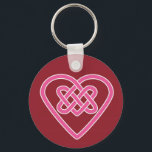 Porte-clés Celtic Heart Red Keychain<br><div class="desc">A pink celtic knot heart shape against red background. Romantic,  lovely,  and everlasting. Perfect for wedding favours,  your valentine,  and those who love celtic designs.</div>