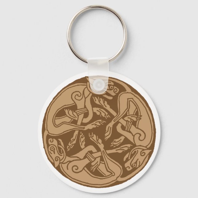 Porte-clés Celtic pattern with dogs - brown (Recto)