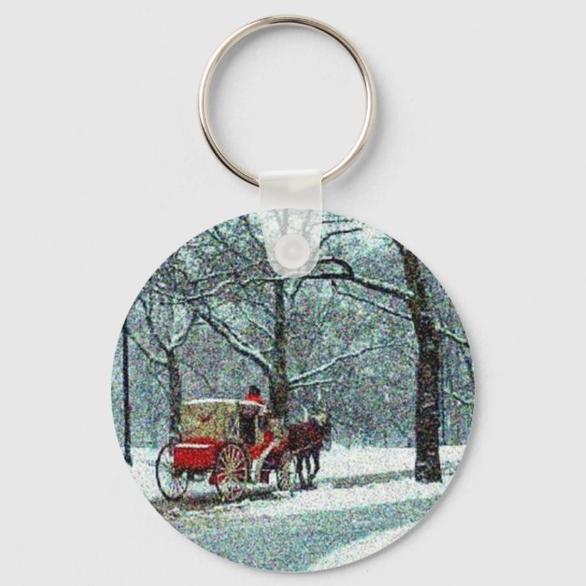 Porte-clés Central Park Snowy Carriage (Recto)