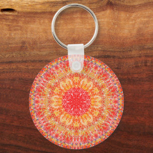 Porte-clés Cercle à clé Mandala orange
