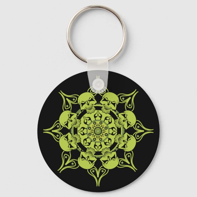 Porte-clés Cercle crâne vert (Recto)