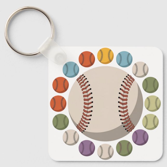 Porte-clés Cercle de baseball coloré (Recto)