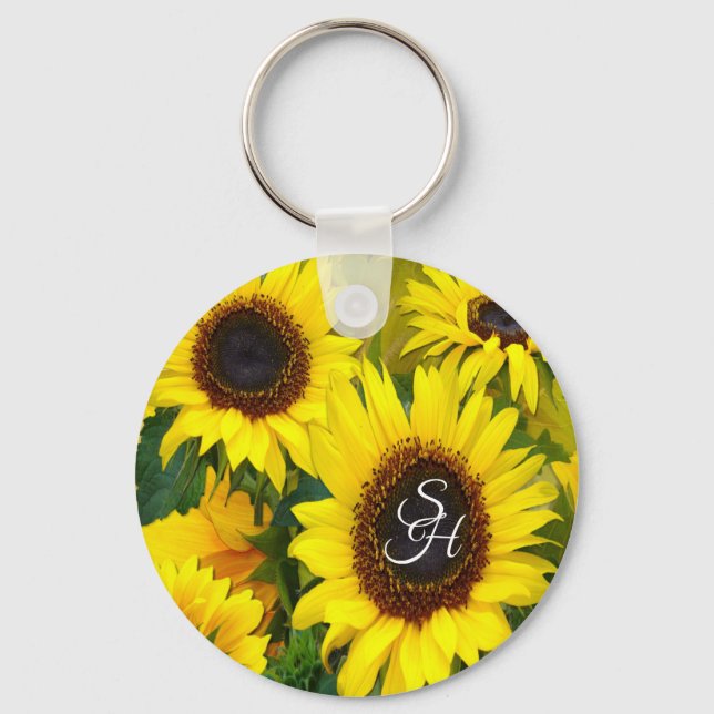 Porte-clés Cercle de clé Sunny Sunflower personnalisée (Recto)