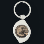 Porte-clés Cercle de zen d'Enso et or d'arbre de bonsaïs<br><div class="desc">Cercle de zen d'Enso et or d'arbre de bonsaïs</div>