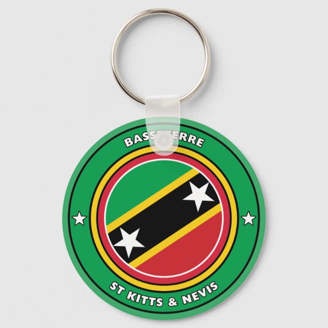 Porte-clés Cercle Drapeau Saint-Kitts-et-Nevis (Recto)