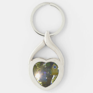 Porte-clés Cercle en forme de coeur avec des maisons d'oiseau