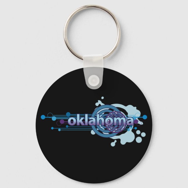 Porte-clés Cercle graphique bleu Oklahoma Porte - clé foncé (Recto)