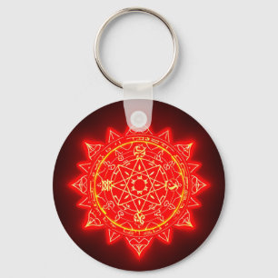 Porte-clés Cercle Magique Rouge Luminescent Avec Symboles Mys