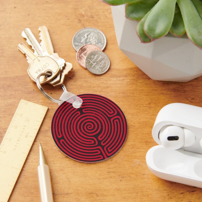 Porte-clés Cercle noir Labyrinthe (Rouge) Art fin (Bureau)