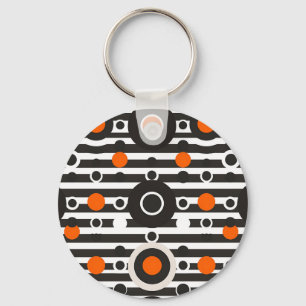 Porte-clés Cercle rayé rétro orange noir