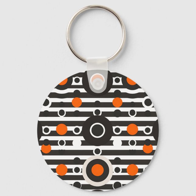 Porte-clés Cercle rayé rétro orange noir (Recto)