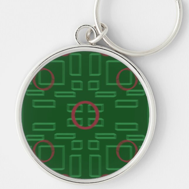 Porte-clés Cercle rouge sur Porte - clé géométrique vert (Devant)