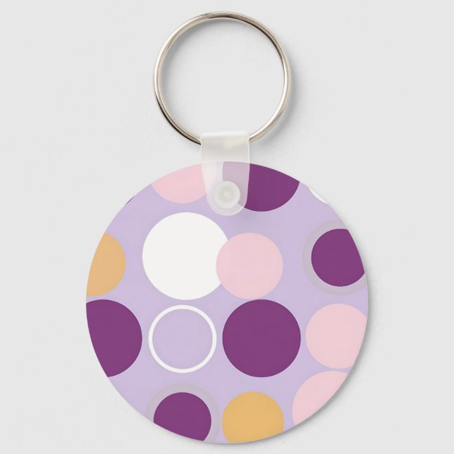 Porte-clés Cercles à pois motif rétro moderne (Recto)