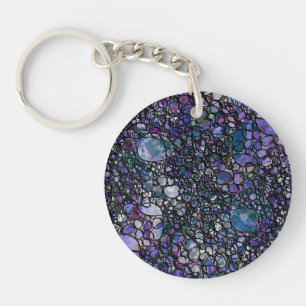Porte-clés Cercles abstraits dessinés à la main, Bleu, Violet