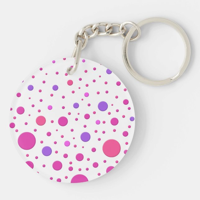 Porte-clés Cercles aléatoires roses et violets modernes (Dos)