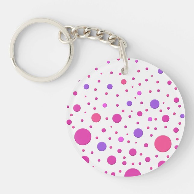 Porte-clés Cercles aléatoires roses et violets modernes (Devant)