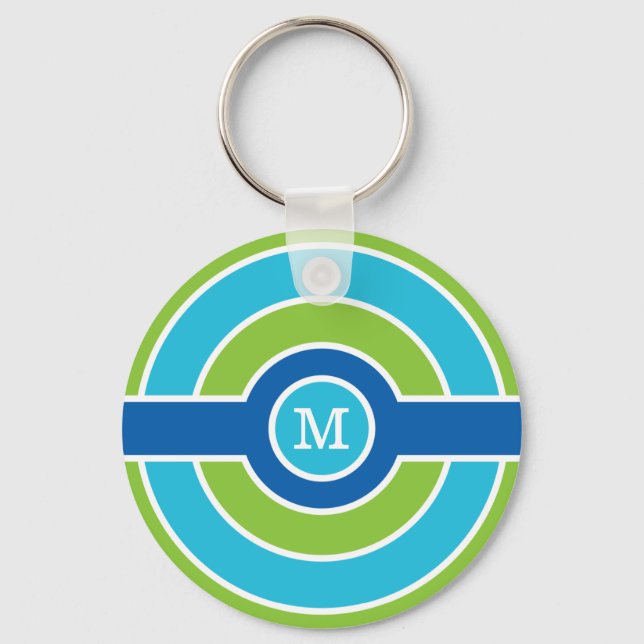 Porte-clés Cercles bleu / vert porte - clé monogramme personn (Recto)
