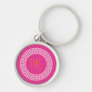 Porte-clés Cercles clés grecs preppy Sorority INITIALS rose