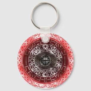 Porte-clés Cercles concentrés Tribal africain Imprimer rouge