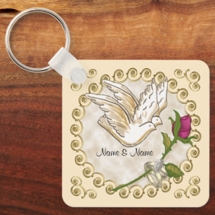 Porte-clés Cercles Mariage de colombe porte - clé personnalis