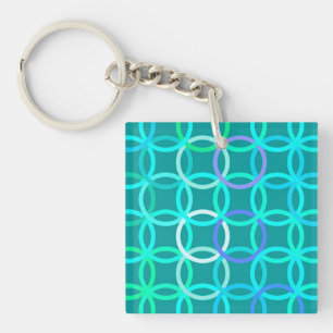 Porte-clés Cercles Modernes du Milieu du Siècle, turquoise et