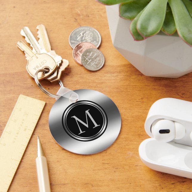 Porte-clés Cercles noirs et argentés (Bureau)