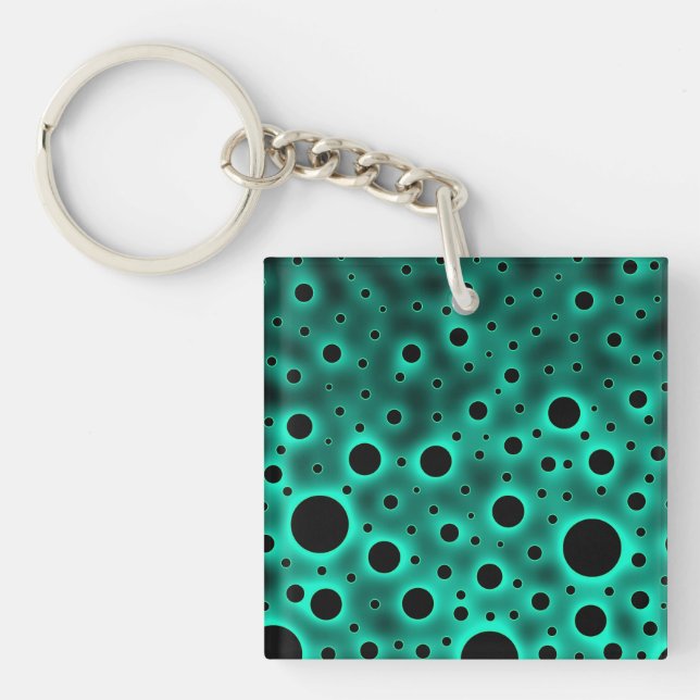 Porte-clés Cercles noirs sur fond turquoise (Devant)