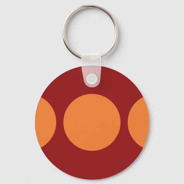 Porte-clés Cercles orange sur rouge (Recto)