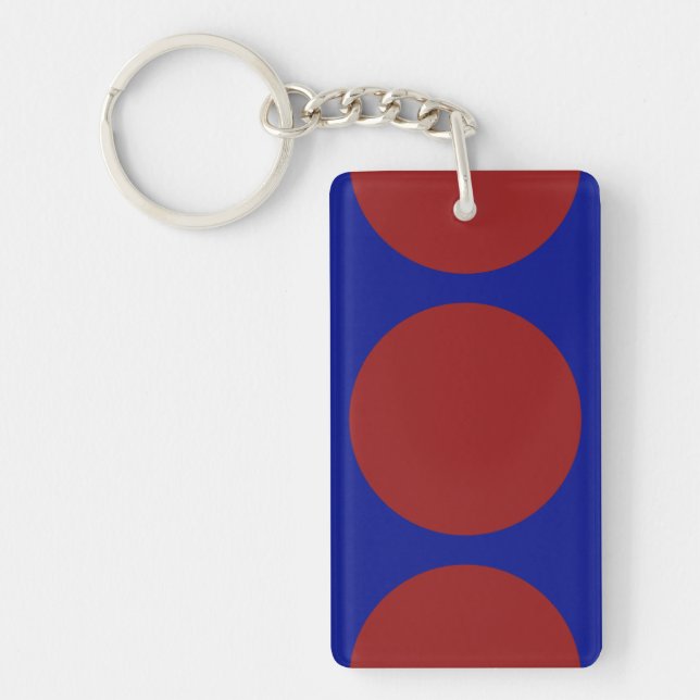 Porte-clés Cercles rouges en bleu (Devant)
