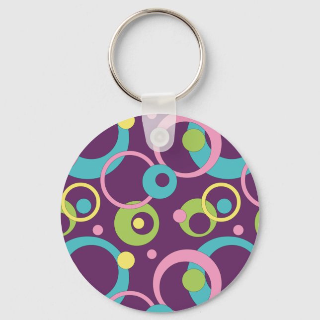 Porte-clés Cercles Violets Funky (Recto)