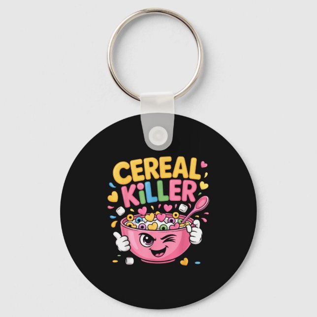 Porte-clés Cereal Killer Cartoon Bowl Funny Breakfast  (Recto)