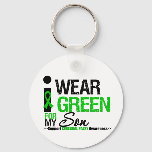 Porte-clés Cérébral Palsy Je Porte Du Ruban Vert Pour Mon Fil (Recto)