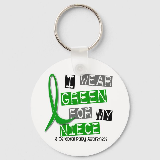 Porte-clés Cérébral Palsy Je Porte Vert Pour Ma Nièce 37 (Recto)