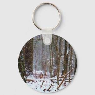Porte-clés cerf à queue blanche dans la neige