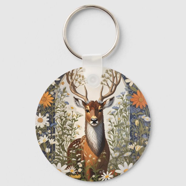 Porte-clés Cerf au milieu de la marguerite (Recto)
