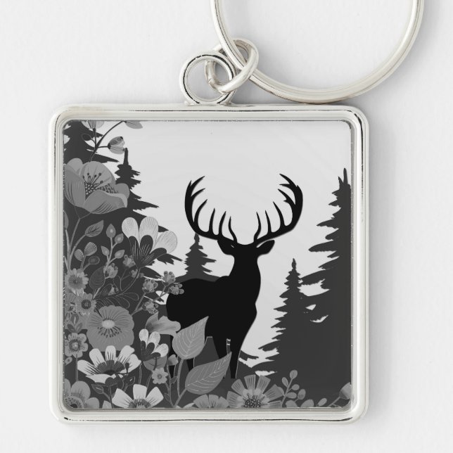 Porte-clés Cerf avec grand rack hors forêt (Devant)