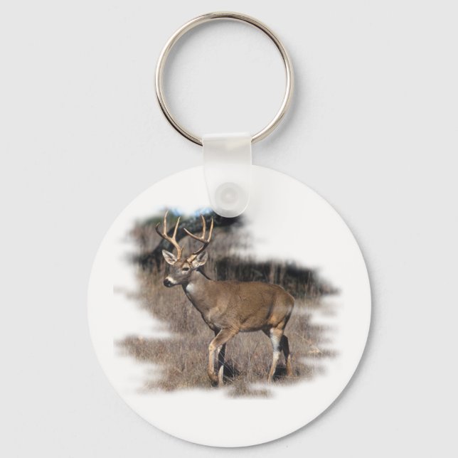 Porte-clés Cerf blanc dans le champ (Recto)