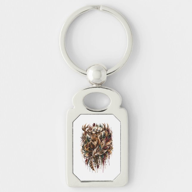 Porte-clés Cerf Boho, Rêvant de Cerf (Devant)