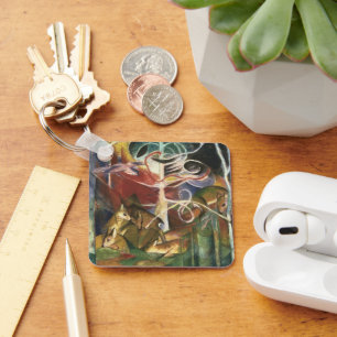 Porte-clés Cerf dans la forêt par Franz Marc, Vintage Fine Ar