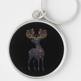 Porte-clés Cerf floral cosmique royal 