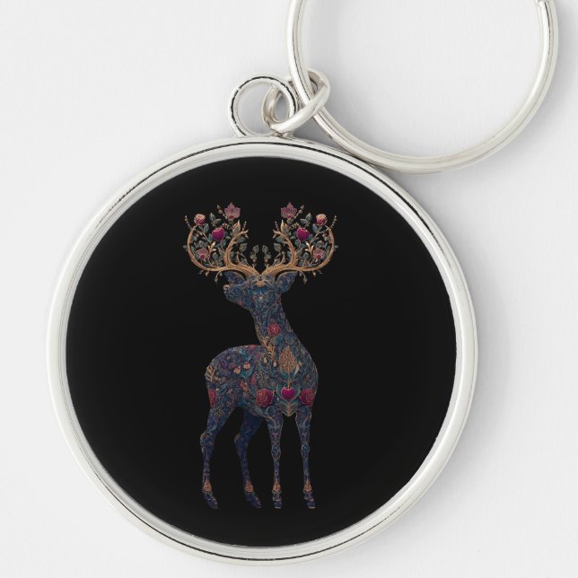 Porte-clés Cerf floral cosmique royal  (Devant)