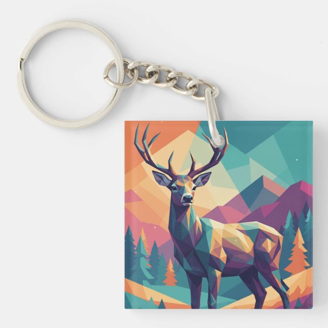 Porte-clés cerf géométrique (Devant)