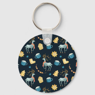 Porte-clés Cerfs de Noël : Aquarelle Motif sans ambages