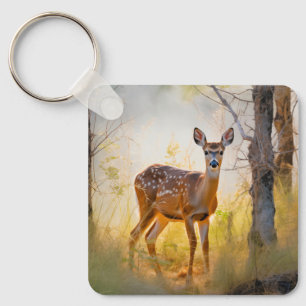 Porte-clés Cerfs Élégants dans la Forêt Design Naturel