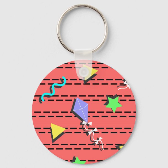 Porte-clés cerfs-volants, étoiles, triangles et lignes courbe (Recto)