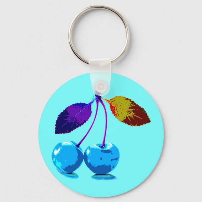 Porte-clés Cerises bleues vives (Recto)