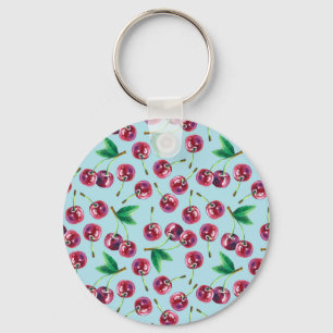 Porte-clés Cerises d'aquarelle modernes : Motif de baies jute