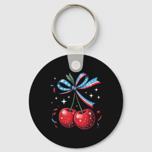 Porte-clés Cerises du 4 juillet Coquette Nœud Cerise Patrioti